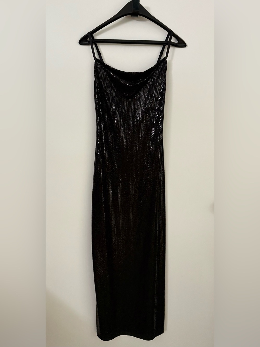 bebe Black Sequin Maxi Dress